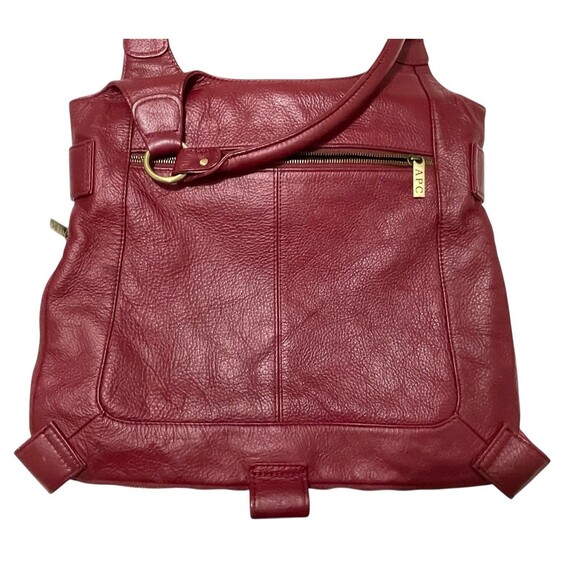 APC Red Leather Hobo Handbag Buckle Buttons Designer Purse Travel High End - Picture 2 of 4